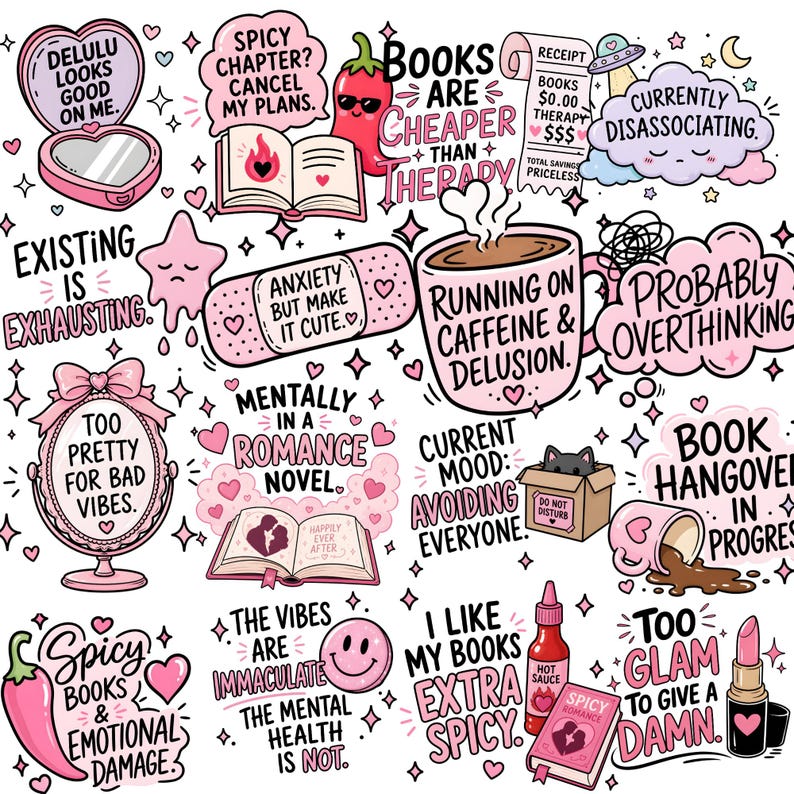 Hot Mess Reader Clipart | 35 BookTok-citat | Smutty Book Club | Spicy Book Lover bild 11