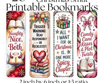 Christmas Smut Bookmark Bundle | Funny Adult Holiday Bookmarks | Spicy Reader Gift | Bookish Printable PNGs