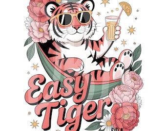Einfach Tiger PNG | Retro Boho Distressed Tiger | Digitaler Download