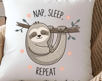 Sloth Nap Sleep Repeat PNG | Cutest Lazy Sloth Design | Funny Relaxing Quote