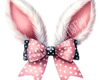 Coquette Bunny Ears PNG | Pink Bow Bunny | Cutest Easter Rabbit