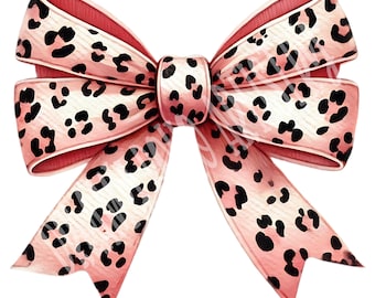Leopard Print Bow PNG | Blush Pink Coquette Bow Clipart | Girly Boutique Graphic