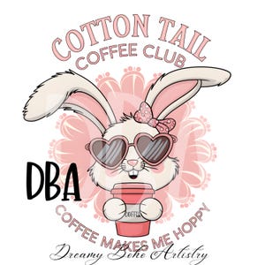 Cottontail Coffee Club PNG, Bunny Coffee Lover Sublimationsdesign, Coffee Club Rabbit, Pink Bunny Digital Art, Kaffee-Thema Bunny Design