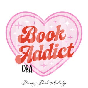 Book Addict Typografie Design Digitaler Download PNG Datei Sublimationsdesign Herz Typografie Vintage 70er Jahre Stil Bücher