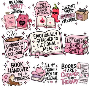 Hot Mess Reader Clipart | 35 BookTok-citat | Smutty Book Club | Spicy Book Lover bild 16