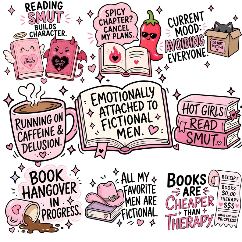 Hot Mess Reader Clipart | 35 BookTok-citat | Smutty Book Club | Spicy Book Lover bild 16
