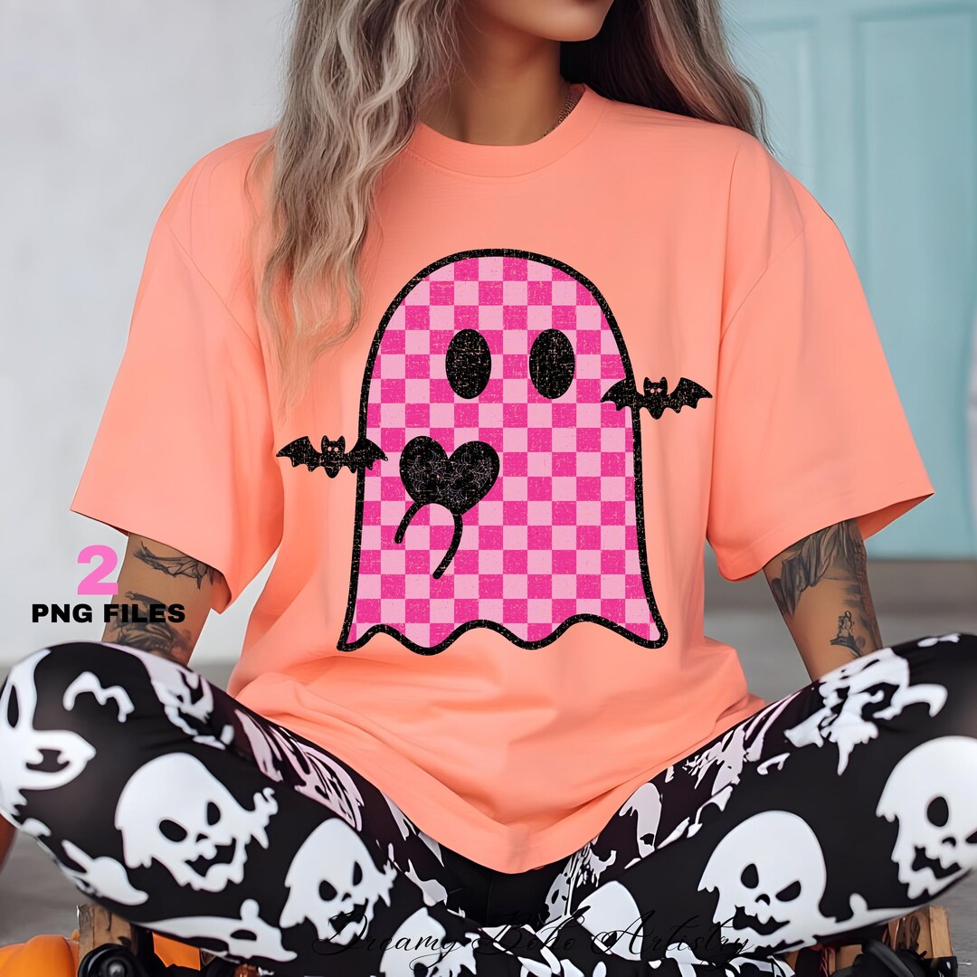 Checked Ghost Pink Checkered Ghost PNG | Girly Halloween Ghosty Design | Cutesy ...