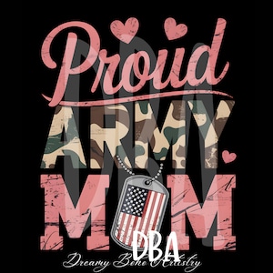 Proud Army Mom PNG: Trendy Military Family Design (Digital Download)