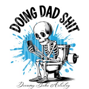 Doing Dad Shit png, grappig skelet toilet sublimatieontwerp, trendy vaderdag T-shirt mok retro png-ontwerp voor mannen, digitale download