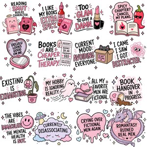 Hot Mess Reader Clipart | 35 BookTok-citat | Smutty Book Club | Spicy Book Lover bild 4