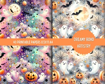 Pretty Pumpkins Papers Junk Journal, Decorative Paper, Digital Paper, 8.5x11", Junk Journal Kit, Printable Journal Paper, Collage paper