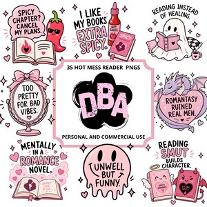 Hot Mess Reader Clipart | 35 BookTok-citat | Smutty Book Club | Spicy Book Lover bild 6