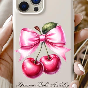 Cute Coquette Cherry PNG, Cherries Sublimation Design, Cherry Clipart, Popular Trendy Cherries with Bow Digital Download, Summer PNG
