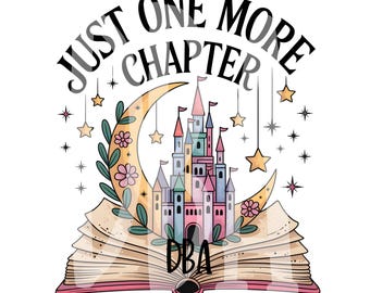 Nog één hoofdstuk, png-bestand | Fantasy Castle Book Lover-ontwerp | Digitale download