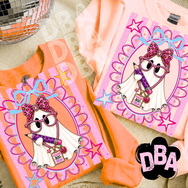 Diseño de sublimación espeluznante PNG de profesora preppy a rayas con lazo coqueto para la vuelta al cole imagen 15