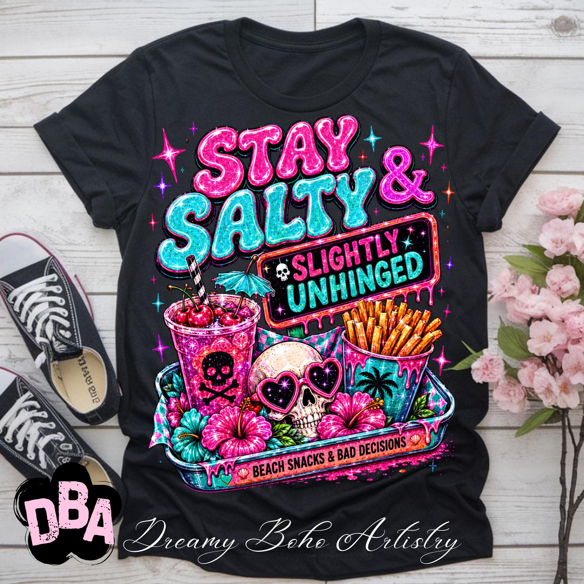 Stay Salty PNG | Slightly Unhinged Ghost Shirt | Funny Summerween
