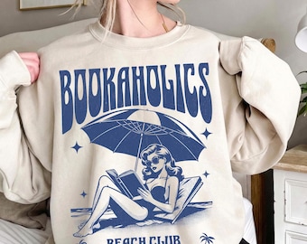 Bookaholics Beach Club PNG | Summer Book Lover | Retro Beach Reading Graphic | Bookish Girl