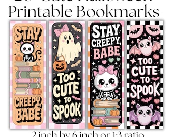 20 Halloween Lesezeichen PNG Bündel | Printable Bookish Reader Designs | Digitaler Download