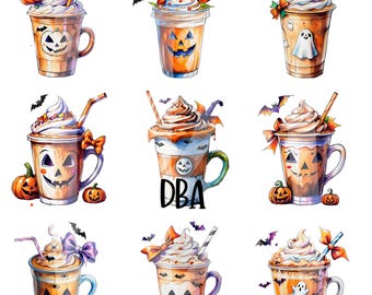 Halloween Coffee PNG | Spooky Coffee Lover Design | Cutesy Fall Drink  | Pumpkin Spice Sublimation