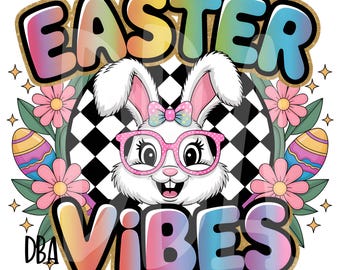Descarga de diseño PNG de Easter Vibes para sublimación, Pascua PNG, Feliz Pascua PNG, descarga de diseños para sublimación, Conejo de Pascua PNG Descarga instantánea