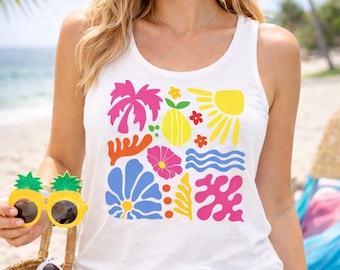 Beach Vibes PNG | Retro Tropical Summer Design | Palm Tree Lemon Sun Graphic