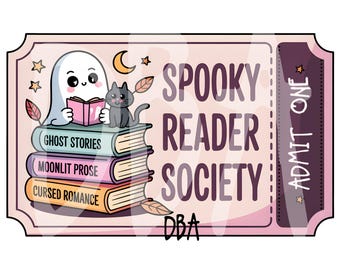 Spooky Reader Society PNG | Bookish Ticket Design | Halloween Reading PNG | Book Lover Sublimation