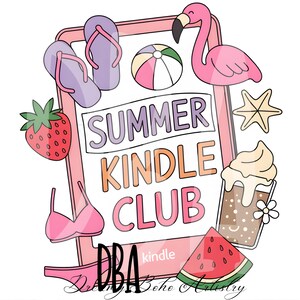 Club Kindle Kobo de verano PNG, PNG de libros, Descarga digital de arte de verano de libros para camisetas, pegatinas, tazas, descarga instantánea