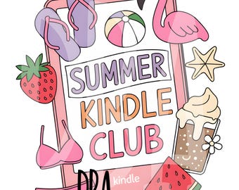 Summer Kindle Kobo Club PNG | Bookish Summer Reading Design | Cutest Book Lover Clipart