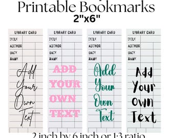 Blank Library Card Bookmark Png Bundle | Add Your Own Text | Printable