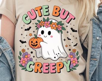 Cutesy But Creepy PNG | Girly Halloween Ghost Design | Pink Spooky Shirt  | Halloween Sublimation