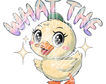 What The Duck PNG | Funny Duck Shirt Design | Cutesy Pun Clipart | Kawaii Animal Sublimation