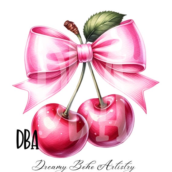 Coquette Cherry Png | Trendy Girly Clipart | Digital Download