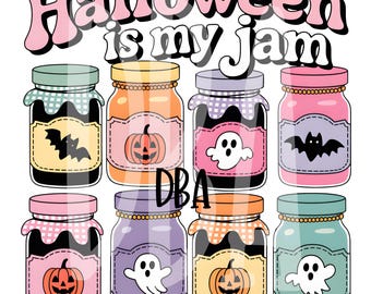 Halloween Is My Jam PNG Bundle | Cutest Spooky Jar  | Ghost Pumpkin Bat Clipart | Summerween
