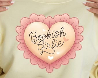 Bookish Girlie PNG | Heart Graphic Tee | Book Lover Gift | Reader PNG