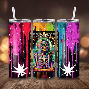Stoner Babe Tumbler Wrap: 20 oz Skinny Sublimation Design (Digital Download PNG)