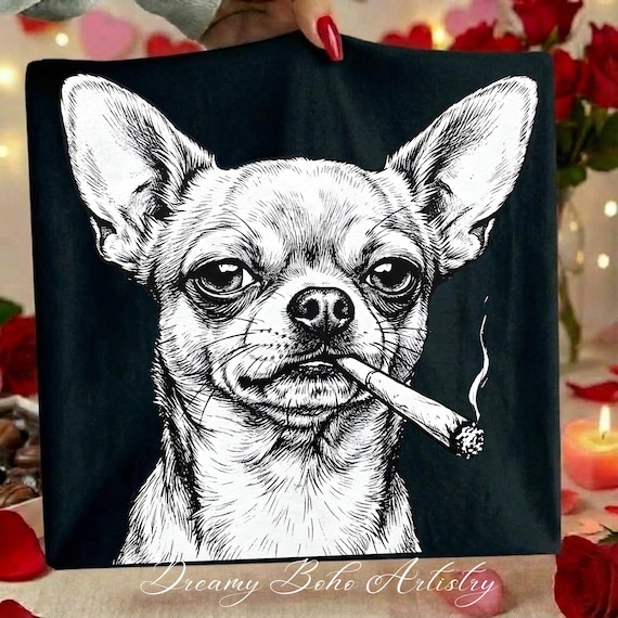 Chihuahua Smoking PNG | Edgy Dog Clipart | Vintage Engraved Dog  Illustration | Funny Pet Graphic