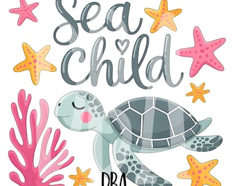 Meereskind Schildkröte PNG | Sommer Ozean Design | Digitaler Download