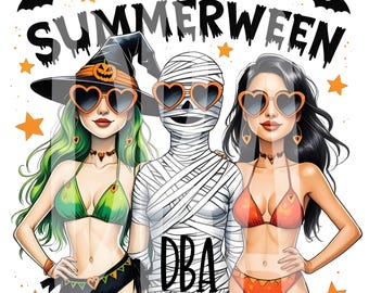 I Freaking Love Summerween PNG | Funny Spooky Beach Girls Design | Retro Halloween Summer