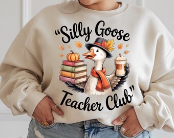 Silly Goose Teacher Club, png-bestand: herfstshirtontwerp (digitale download)