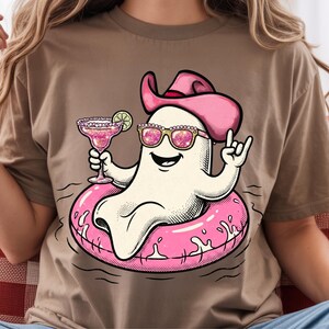 Summer Floaty Ghost PNG | Cowgirl Ghost Pool Float | Summertime Pink Margarita Design