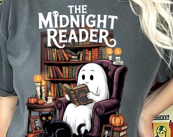 Midnight Reader Ghost PNG | Book Lover | Spooky Reading Ghost | Bookish Summerween Shirt  | Booktok Sublimation