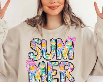 Summer Vibes PNG Bundle | 4 Summertime Designs | Daisy Floral Sublimation  | Beach Graphic | Digital Download