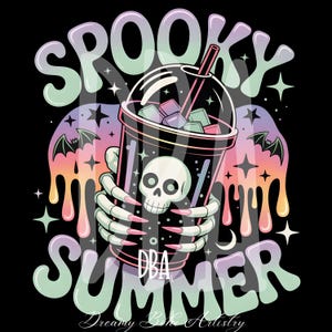 Spooky Summer PNG, Funny Sublimation Design, Hot Ghoul Summer Png, Watercolor Neon Summerween Png, Skeleton Ghost Summer