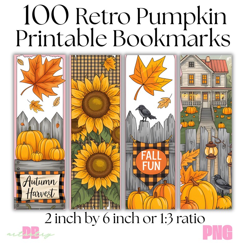 100 Pumpkin Bookmark PNG Bundle | Fall Bookish Bookmarks | Instant ...
