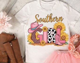 Southern Girl PNG | Country Girly PNG | Sunflower Cow Print | Western Boots Hat