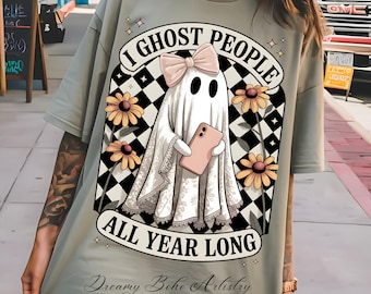 I Ghost People PNG Bundle  | Cutest Coquette Ghost with Phone | Retro Summerween