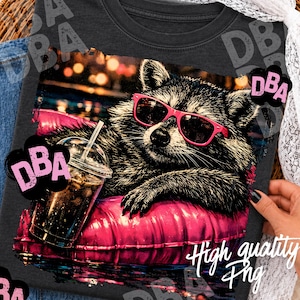 Summer Raccoon PNG | Funny Pool Raccoon Design | Retro Summertime Sublimation | Digital Download