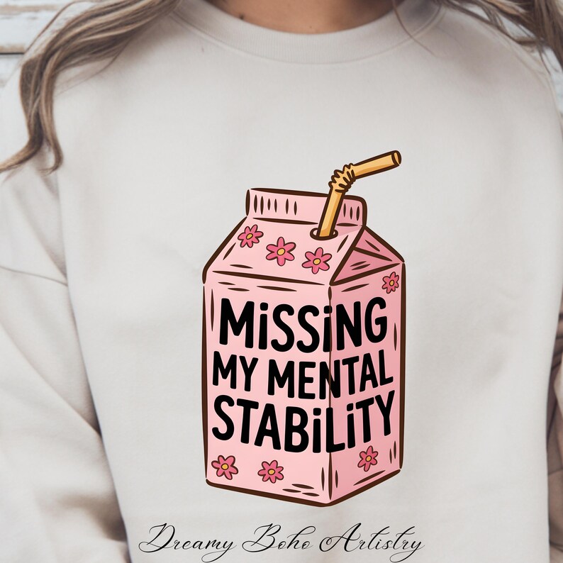 Missing My Mental Stability Milk Carton Missing Humor  Clipart Gen X Humor PNG Digital Download PNG Instant Download  Funny Clipart