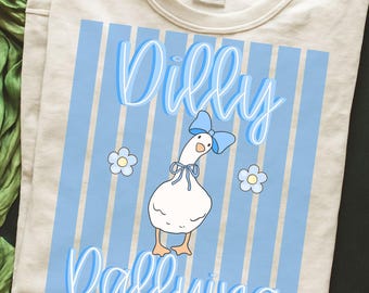 Dilly Dallying PNG Bundle | Cutest Goose Summer Designs | Preppy Blue Stripe Design
