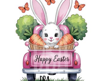 Happy Easter PNG, Digital Download,Easter png,Kids Easter png,Digital Design Sublimation ,Happy Easter Truck,Easter png,Cute Bunny png